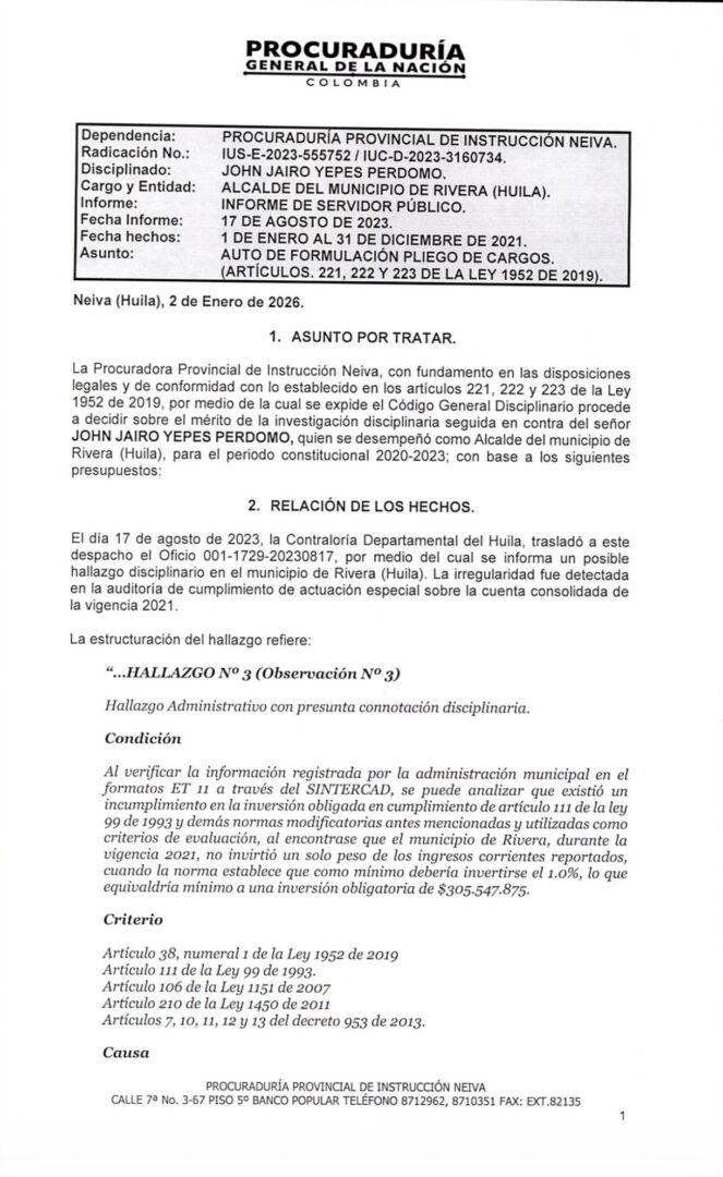 img_8542-3-663x1080 Procuraduría formula pliego de cargos contra exalcalde de Rivera por presunta omisión en inversión obligatoria para proteger fuentes hídricas